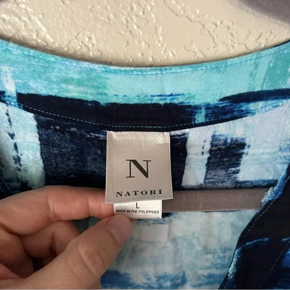 Natori Sleep Shirt Women's Large Glaze Dynasty Blue Abstract Print Lounge - Picture 8 of 9